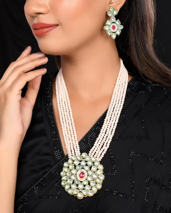 Pink_Crystal_Shine_Beads_Ethnic_Kundan_Polki_Necklace_With_Earring_Set_For_Women_|_Gemstone_Jewellery_Set_For_Women_And_Girls