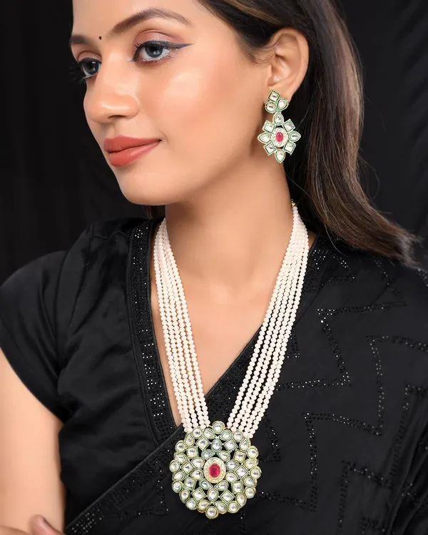 Pink_Crystal_Shine_Beads_Ethnic_Kundan_Polki_Necklace_With_Earring_Set_For_Women_|_Gemstone_Jewellery_Set_For_Women_And_Girls