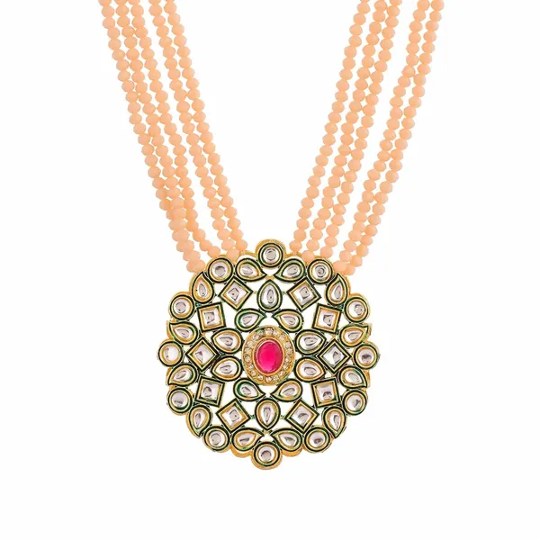Pink_Crystal_Shine_Beads_Ethnic_Kundan_Polki_Necklace_With_Earring_Set_For_Women_|_Gemstone_Jewellery_Set_For_Women_And_Girls