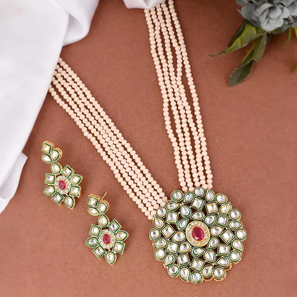 Pink_Crystal_Shine_Beads_Ethnic_Kundan_Polki_Necklace_With_Earring_Set_For_Women_|_Gemstone_Jewellery_Set_For_Women_And_Girls