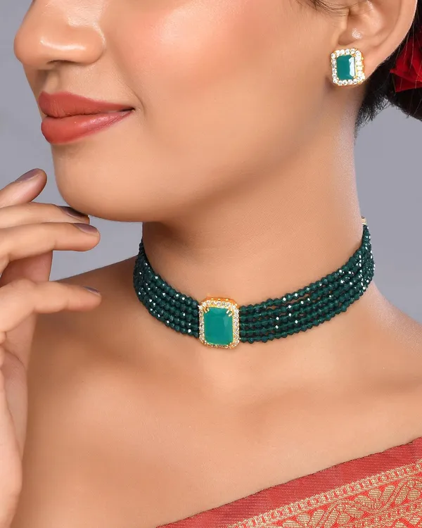 Pink_Shine_Beads_Ethnic_Neck_Chick_Set_With_Earring_|_Gemstone_Jewellery_Set_For_Women_And_Girls
