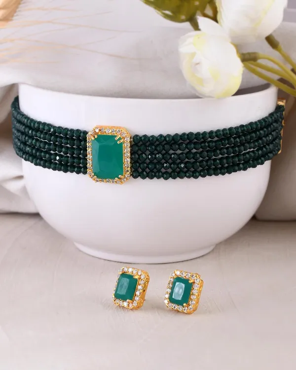 Pink_Shine_Beads_Ethnic_Neck_Chick_Set_With_Earring_|_Gemstone_Jewellery_Set_For_Women_And_Girls