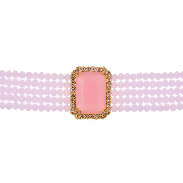 Pink_Sapphire_Shine_Beads_Ethnic_Neck_Chick_Set_With_Earring_|_Gemstone_Jewellery_Set_For_Women_And_Girls