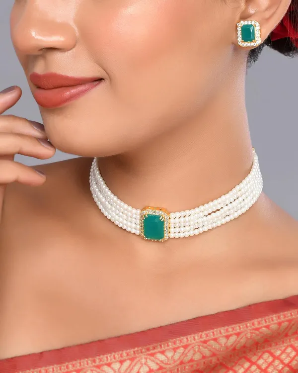 Multicolor_Shine_Beads_Ethnic_Neck_Chick_Set_With_Earring_|_Gemstone_Jewellery_Set_For_Women_And_Girls