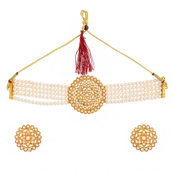 Pearl_Adorable_Gold_Plated_Pearl_Choker_Necklace_Set_For_Women_-_Shine_Beads_Chick_Set_With_Earrings,_Brass_Jewelry_Set_With_Ball_Clasp_-_Ideal_Chandrani_Pearls_Jewellery_Set_For_Women_And_Girls