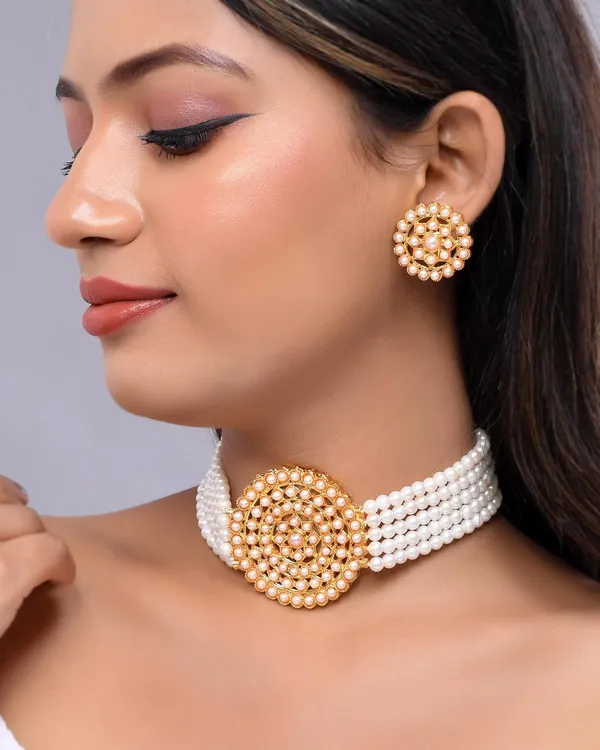 Pearl_Adorable_Gold_Plated_Pearl_Choker_Necklace_Set_For_Women_-_Shine_Beads_Chick_Set_With_Earrings,_Brass_Jewelry_Set_With_Ball_Clasp_-_Ideal_Chandrani_Pearls_Jewellery_Set_For_Women_And_Girls