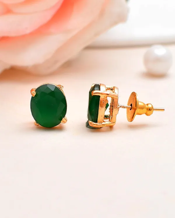 Gold_Plated_Sapphire_Circle_Stud_Earrings_For_Women_&_Girls_|_Lightweight_Fashion_Jewellery