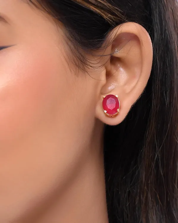 Gold_Plated_Sapphire_Circle_Stud_Earrings_For_Women_&_Girls_|_Lightweight_Fashion_Jewellery