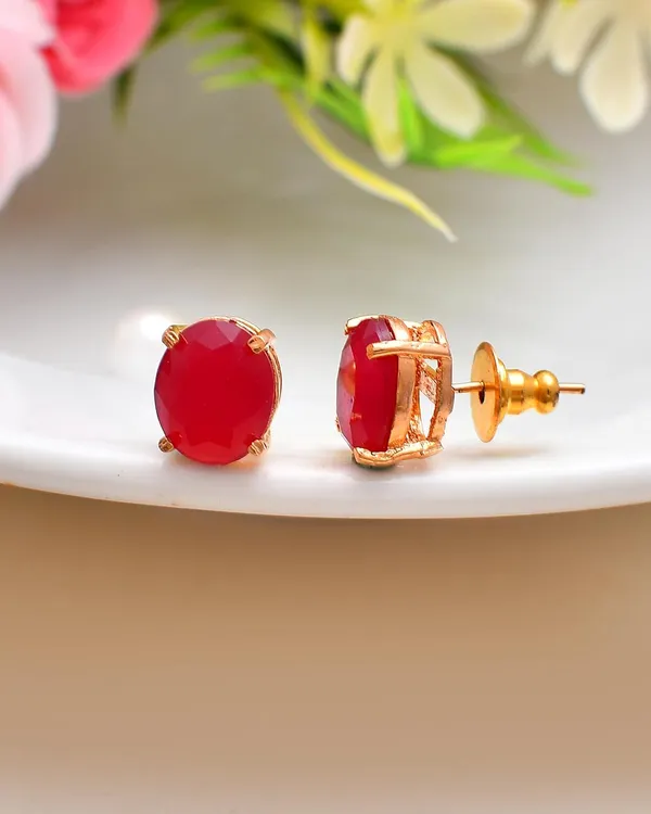 Gold_Plated_Sapphire_Circle_Stud_Earrings_For_Women_&_Girls_|_Lightweight_Fashion_Jewellery