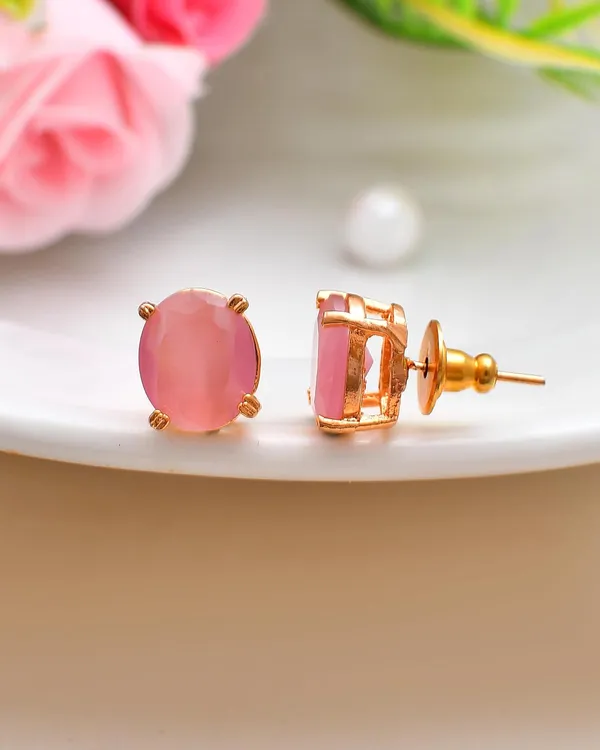 Gold_Plated_Sapphire_Circle_Stud_Earrings_For_Women_&_Girls_|_Lightweight_Fashion_Jewellery