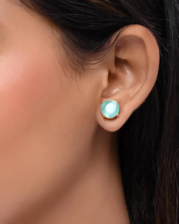 Gold_Plated_Sapphire_Round_Stud_Earrings_For_Women_&_Girls_|_Lightweight_Fashion_Jewelry