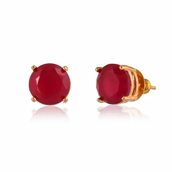 Gold_Plated_Sapphire_Round_Stud_Earrings_For_Women_&_Girls_|_Lightweight_Fashion_Jewelry