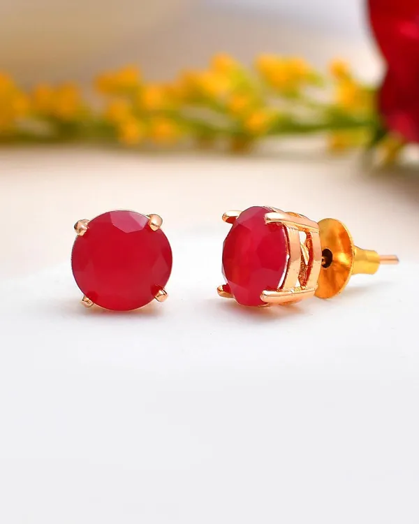 Gold_Plated_Sapphire_Round_Stud_Earrings_For_Women_&_Girls_|_Lightweight_Fashion_Jewelry