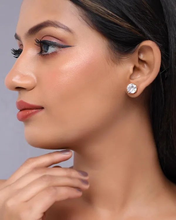Gold_Plated_Sapphire_Round_Stud_Earrings_For_Women_&_Girls_|_Lightweight_Fashion_Jewelry