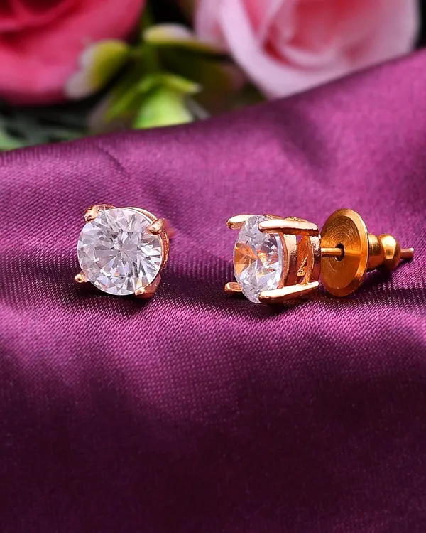 Gold_Plated_Sapphire_Round_Stud_Earrings_For_Women_&_Girls_|_Lightweight_Fashion_Jewelry