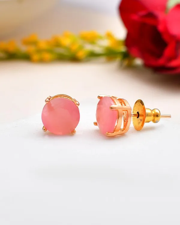 Gold_Plated_Sapphire_Round_Stud_Earrings_For_Women_&_Girls_|_Lightweight_Fashion_Jewelry