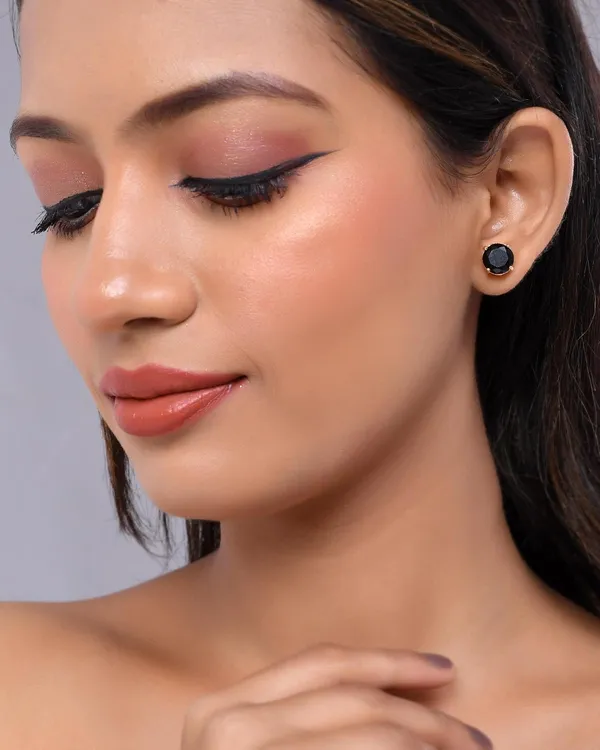 Gold_Plated_Sapphire_Round_Stud_Earrings_For_Women_&_Girls_|_Lightweight_Fashion_Jewelry