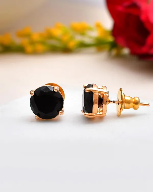 Gold_Plated_Sapphire_Round_Stud_Earrings_For_Women_&_Girls_|_Lightweight_Fashion_Jewelry