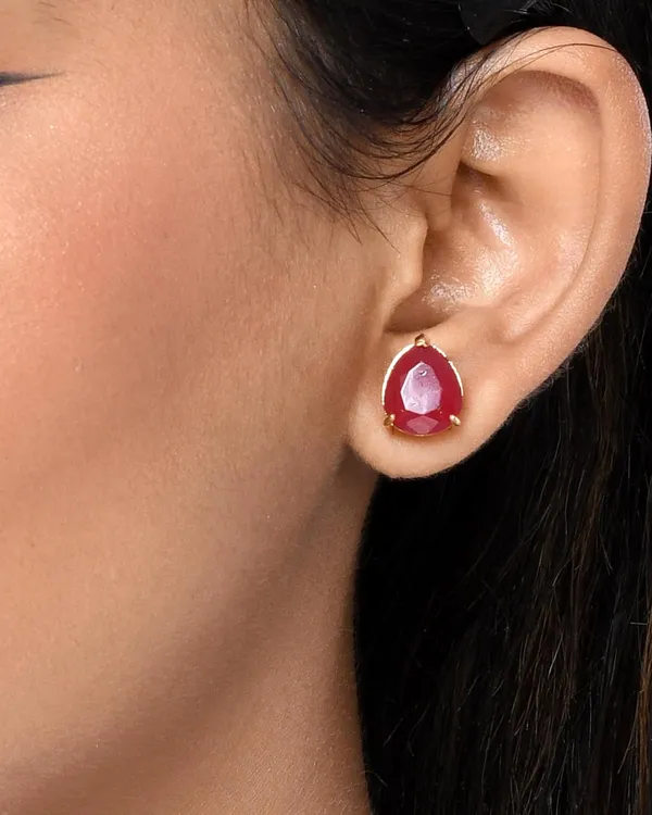 Gold_Plated_Oval_Shape_Stud_Earrings_For_Women_&_Girls_|_Lightweight_Fashion_Jewelry