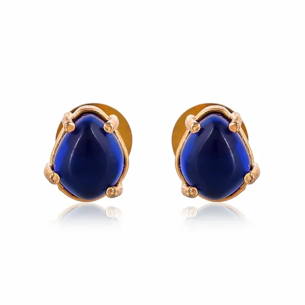 Gold_Plated_Sapphire_Oval_Stud_Earrings_For_Women_&_Girls_|_Lightweight_Fashion_Jewellery