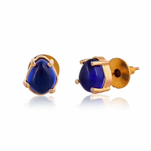 Gold_Plated_Sapphire_Oval_Stud_Earrings_For_Women_&_Girls_|_Lightweight_Fashion_Jewellery