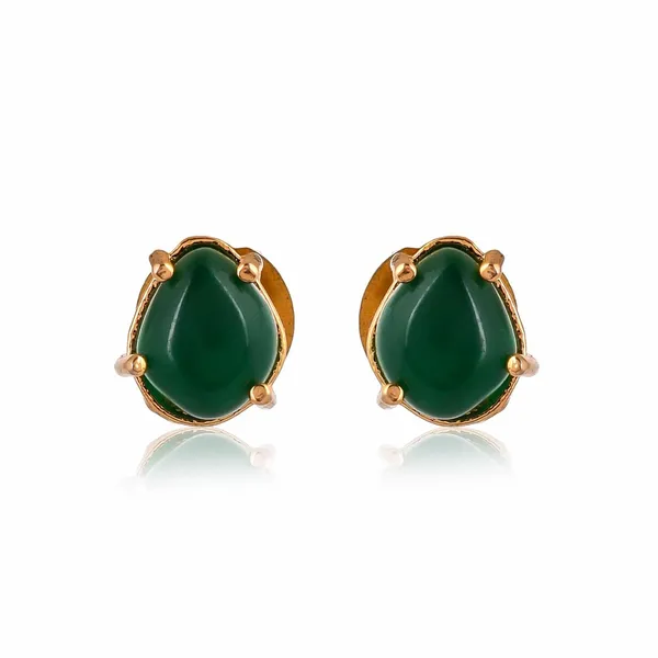 Gold_Plated_Sapphire_Oval_Stud_Earrings_For_Women_&_Girls_|_Lightweight_Fashion_Jewellery