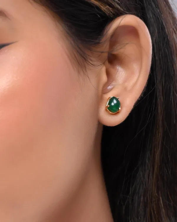 Gold_Plated_Sapphire_Oval_Stud_Earrings_For_Women_&_Girls_|_Lightweight_Fashion_Jewellery