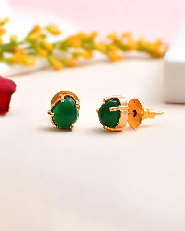 Gold_Plated_Sapphire_Oval_Stud_Earrings_For_Women_&_Girls_|_Lightweight_Fashion_Jewellery