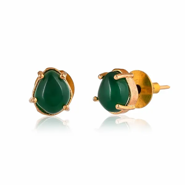 Gold_Plated_Sapphire_Oval_Stud_Earrings_For_Women_&_Girls_|_Lightweight_Fashion_Jewellery