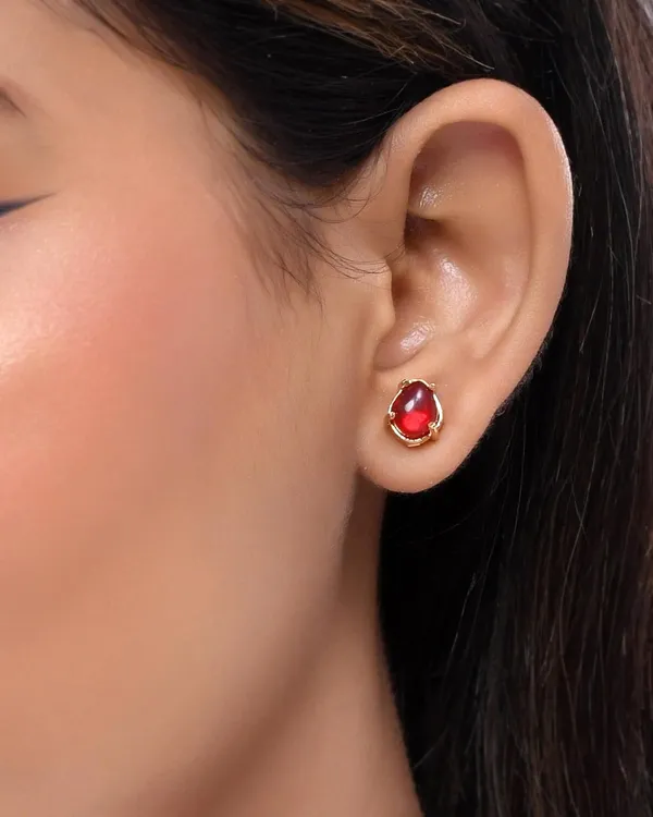 Gold_Plated_Sapphire_Oval_Stud_Earrings_For_Women_&_Girls_|_Lightweight_Fashion_Jewellery