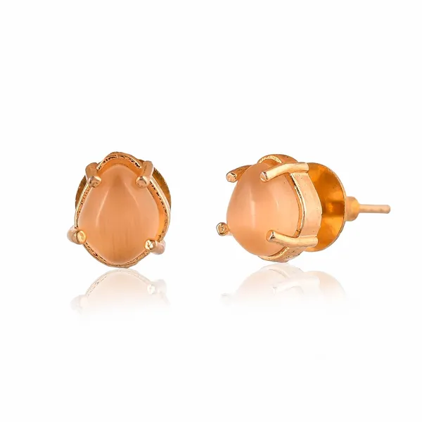 Gold_Plated_Sapphire_Oval_Stud_Earrings_For_Women_&_Girls_|_Lightweight__Jewellery