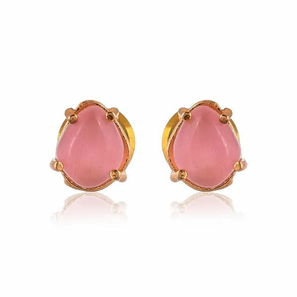Gold_Plated_Sapphire_Oval_Stud_Earrings_For_Women_&_Girls_|_Lightweight_Fashion_Jewellery