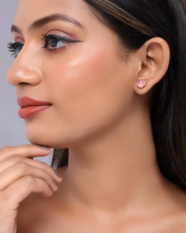 Gold_Plated_Sapphire_Oval_Stud_Earrings_For_Women_&_Girls_|_Lightweight_Fashion_Jewellery