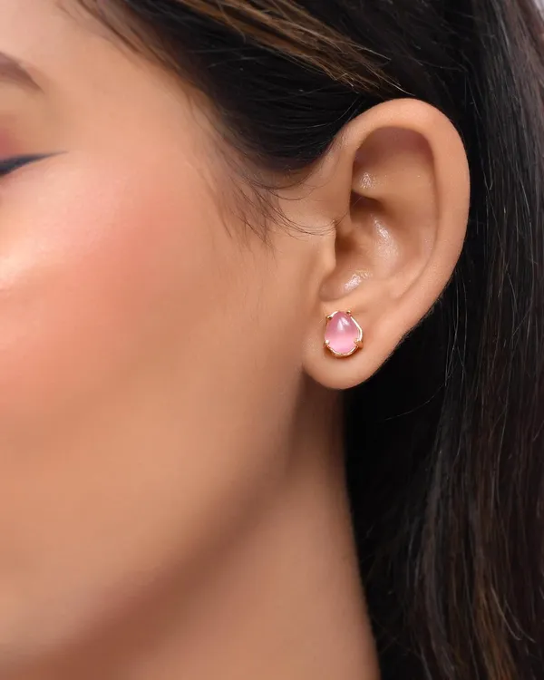 Gold_Plated_Sapphire_Oval_Stud_Earrings_For_Women_&_Girls_|_Lightweight_Fashion_Jewellery