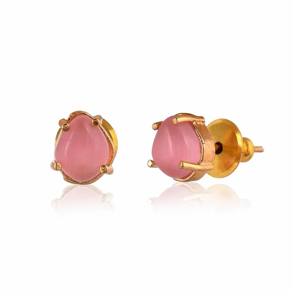 Gold_Plated_Sapphire_Oval_Stud_Earrings_For_Women_&_Girls_|_Lightweight_Fashion_Jewellery