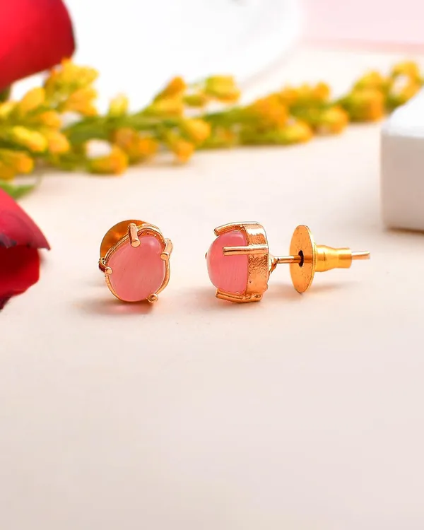 Gold_Plated_Sapphire_Oval_Stud_Earrings_For_Women_&_Girls_|_Lightweight_Fashion_Jewellery