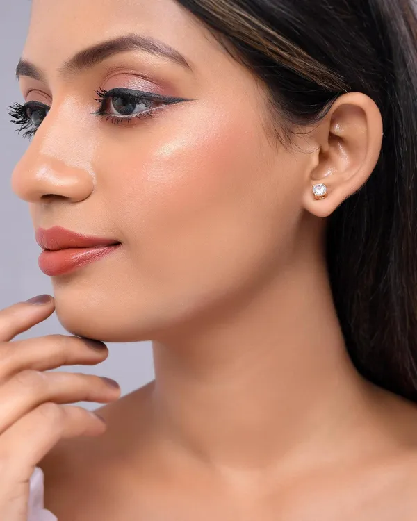 Gold_Plated_Sapphire_Circle_Stud_Earrings_For_Women_&_Girl_|_Light_Weight_Fashion_Jewellery