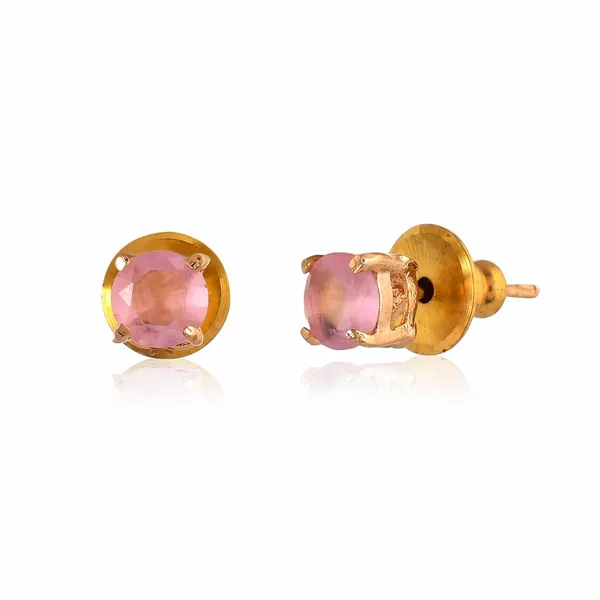 Gold_Plated_Sapphire_Circle_Stud_Earrings_For_Women_&_Girl_|_Light_Weight_Fashion_Jewellery