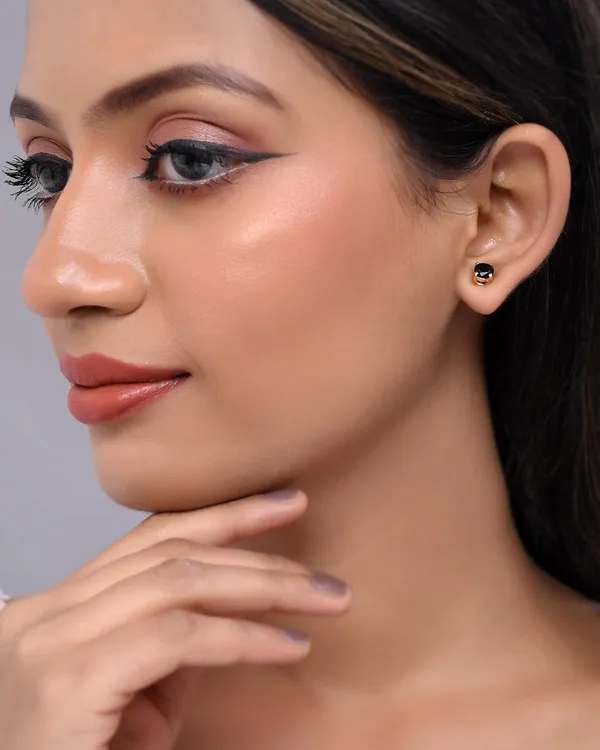 Gold_Plated_Sapphire_Circle_Stud_Earrings_For_Women_&_Girl_|_Light_Weight_Fashion_Jewellery