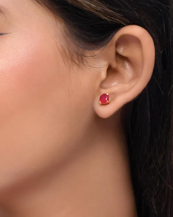 Gold_Plated_Sapphire_Circle_Stud_Earrings_For_Women_&_Girl_|_Light_Weight_Fashion_Jewellery