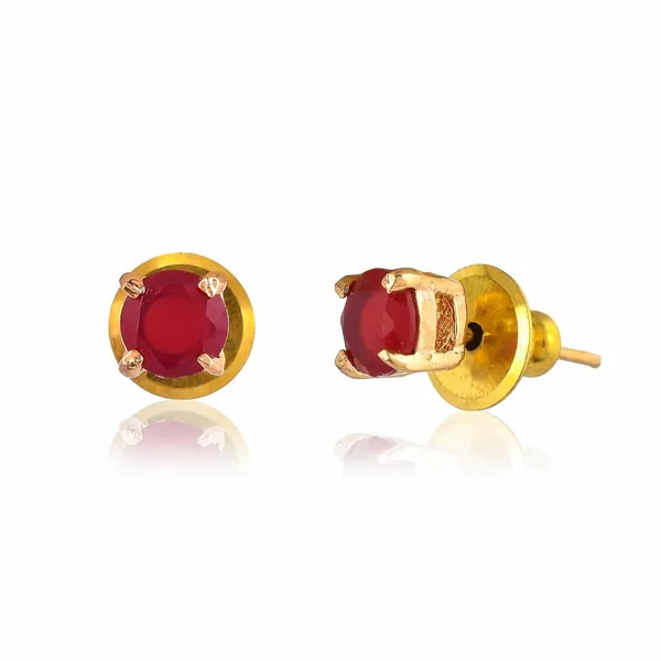 Gold_Plated_Sapphire_Circle_Stud_Earrings_For_Women_&_Girl_|_Light_Weight_Fashion_Jewellery