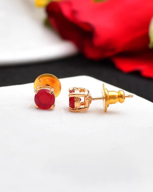 Gold_Plated_Sapphire_Circle_Stud_Earrings_For_Women_&_Girl_|_Light_Weight_Fashion_Jewellery
