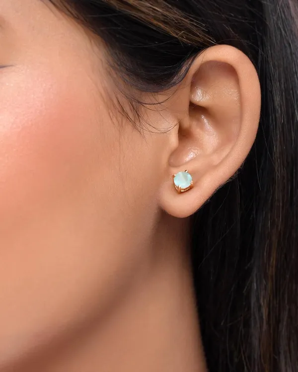 Gold_Plated_Sapphire_Circle_Stud_Earrings_For_Women_&_Girl_|_Lightweight_Jewelry