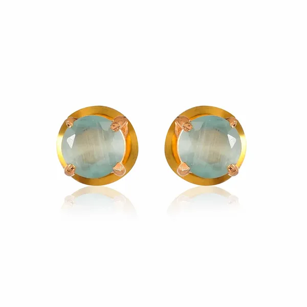Gold_Plated_Sapphire_Circle_Stud_Earrings_For_Women_&_Girl_|_Lightweight_Jewelry