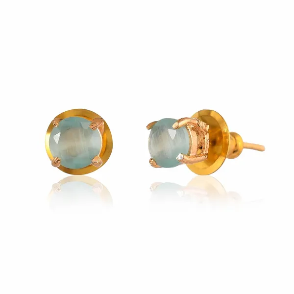 Gold_Plated_Sapphire_Circle_Stud_Earrings_For_Women_&_Girl_|_Lightweight_Jewelry