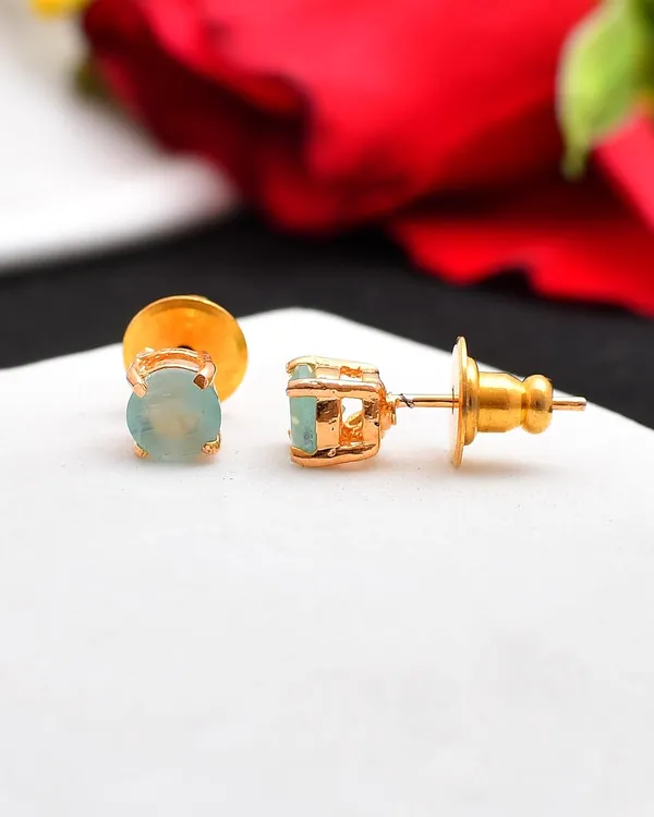 Gold_Plated_Sapphire_Circle_Stud_Earrings_For_Women_&_Girl_|_Lightweight_Jewelry