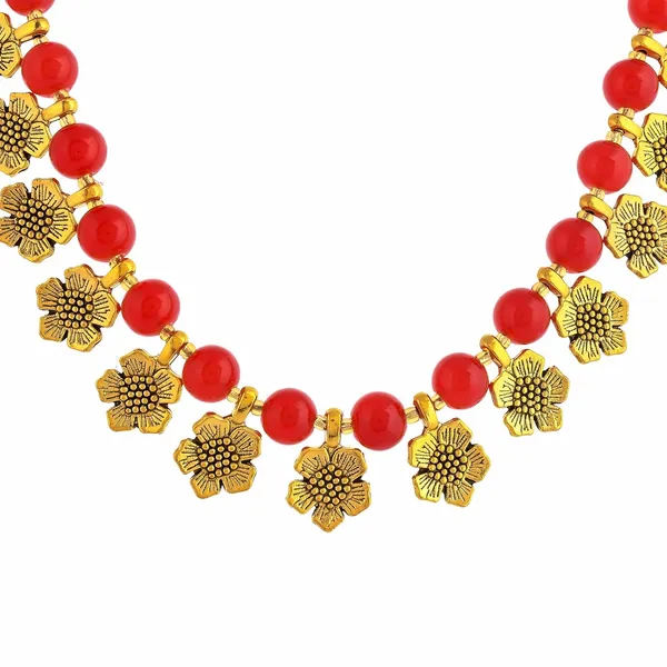 Gold_Shine_Beads_Ethnic_Gold_Flower_Necklace_With_Earring_Set_For_Women_|_Gemstone_Jewellery_Set_For_Women_And_Girls