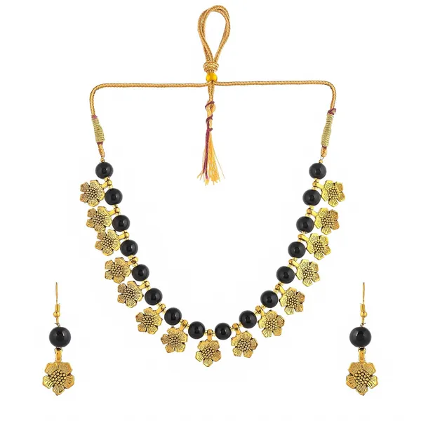 Gold_Shine_Beads_Ethnic_Gold_Flower_Necklace_With_Earring_Set_For_Women_|_Gemstone_Jewellery_Set_For_Women_And_Girls