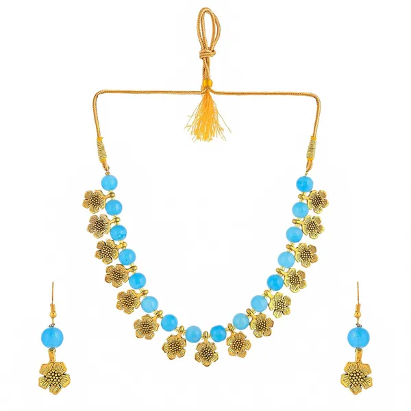 Gold_Shine_Beads_Ethnic_Gold_Flower_Necklace_With_Earring_Set_For_Women_|_Gemstone_Jewellery_Set_For_Women_And_Girls