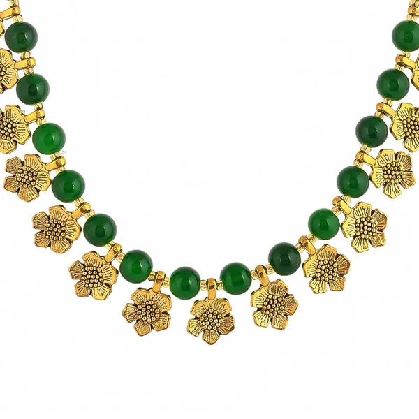 Gold_Shine_Beads_Ethnic_Gold_Flower_Necklace_With_Earring_Set_For_Women_|_Gemstone_Jewellery_Set_For_Women_And_Girls